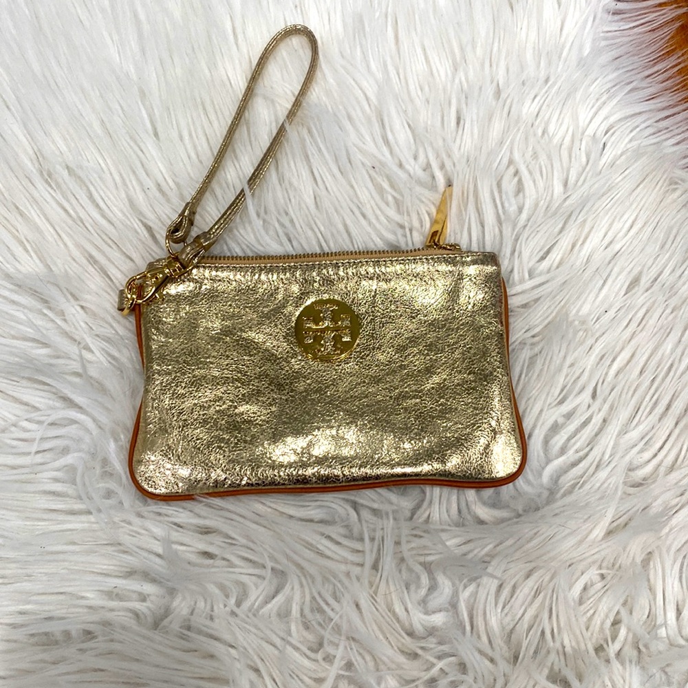 Tory Burch gold wristlet